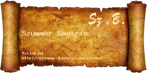 Szummer Beatrix névjegykártya